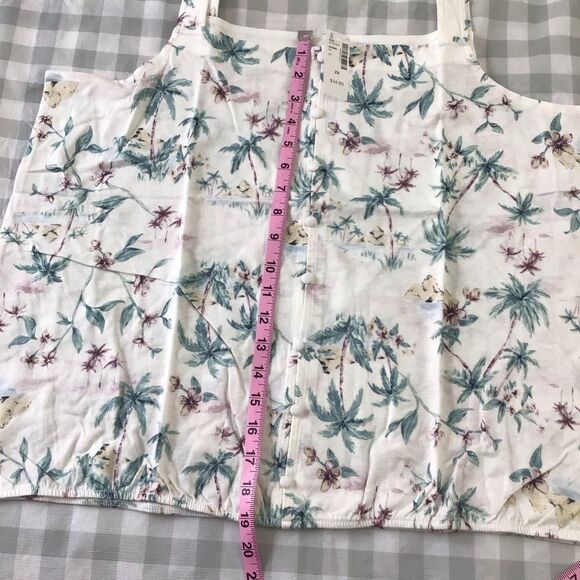REITMANS ecru floral tank top linen cotton summertime top palms plus size 2X - Picture 6 of 10